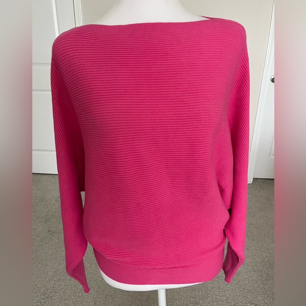 NWT Ckikiou Pink Boatneck Top One Size Listed On Tag (Estimated Medium or Large)